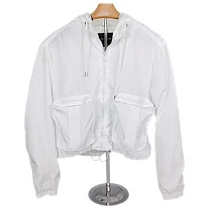 New Look White Cropped Windbreaker Jacket | Size M | Hooded Zip-Up Lightweight
